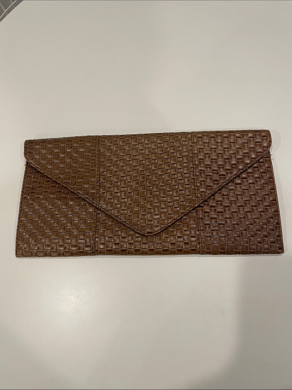 Oversized Woven Envelope Clutch Wallet - Brown